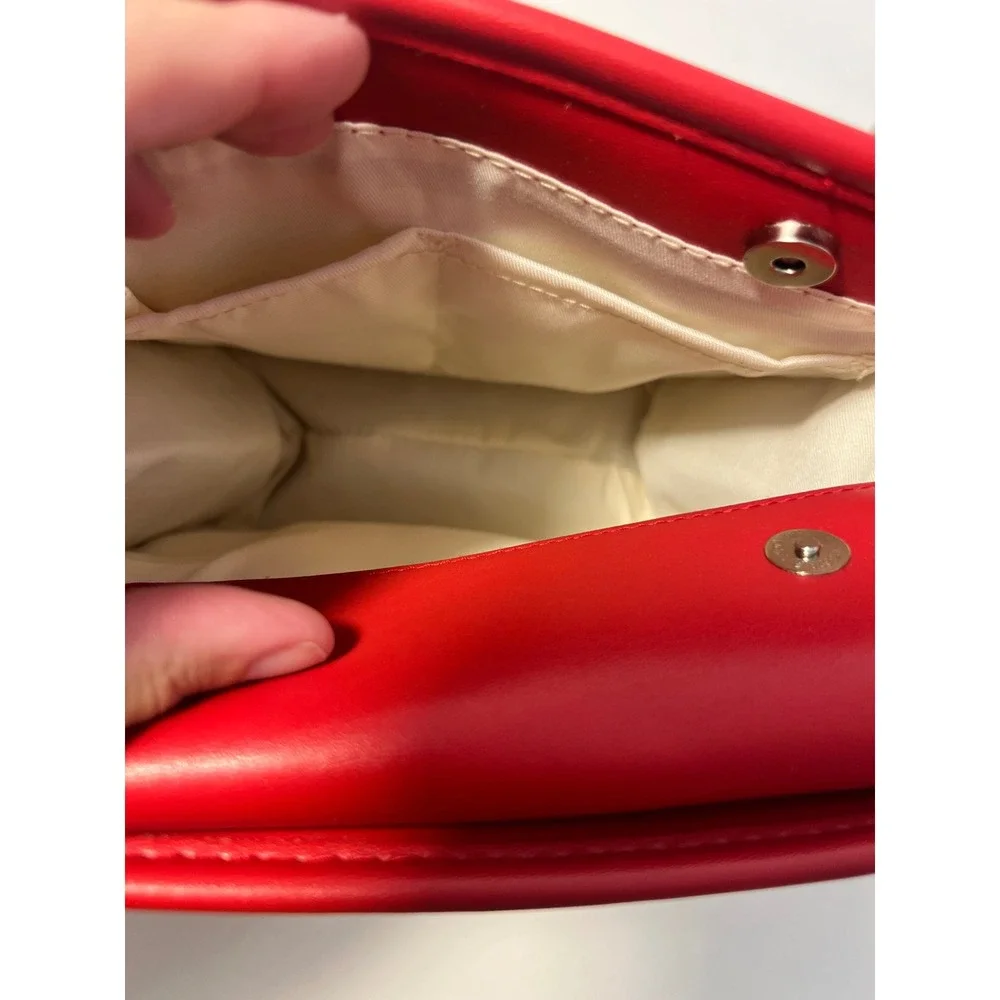 Steve Madden Ivory Canvas Mini Tote Bag Red Rose Heart Embroidery Crossbody